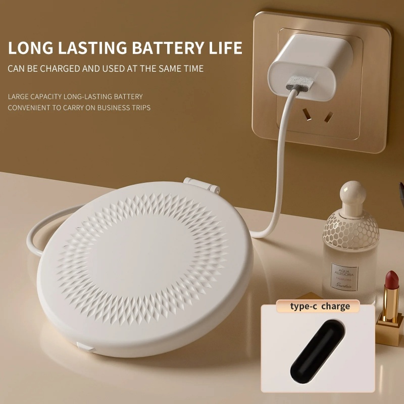 Rechargeable Mini Round Vanity Led Mirror Portable Fold Magnifying Double Side Pocket Cosmetic Mirror Dimmable Led Makeup Mirror