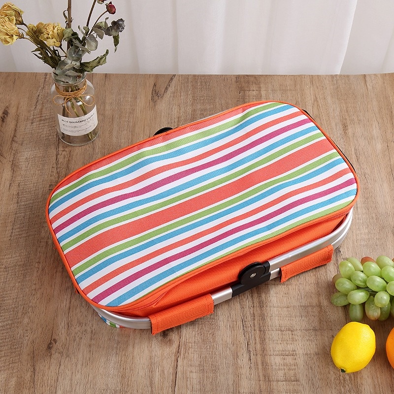Beach Picnic Basket 30L Portable Cooler Basket Camping Grocery Bags Foldable Picnic Bag Cooler For Picnic Items Food Fruit