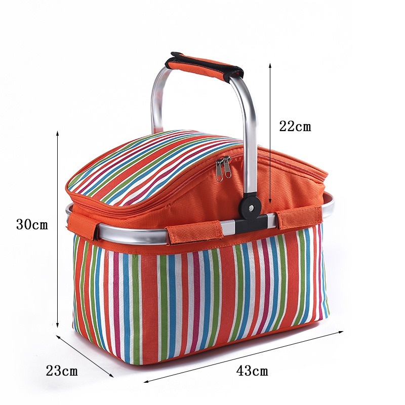 Beach Picnic Basket 30L Portable Cooler Basket Camping Grocery Bags Foldable Picnic Bag Cooler For Picnic Items Food Fruit