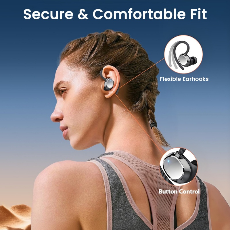 Wireless Bluetooth 5.3 Earphone Business Sports HiFi Stereo Heavy and Low Bass Headphone Life Waterproof Ear Hang Mini Headset