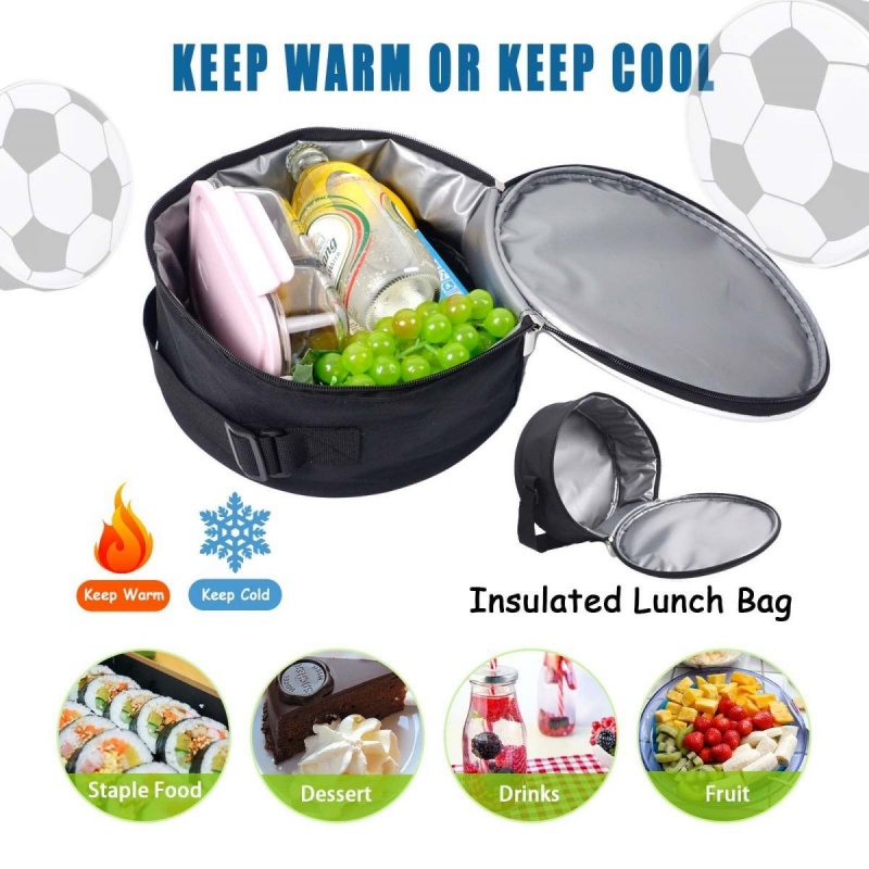 Creative and Fun Soccer Lunch Insulated Bag for Football Fans Men Women Cooler Lunch Bag Lunch Box Tote Picnic Bag