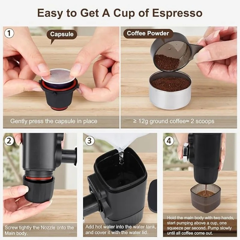 Portable Hand Pressed Capsule Coffee Maker Italian Coffee Machine Concentrator Small Outdoor Capsule Machine Espresso Maker