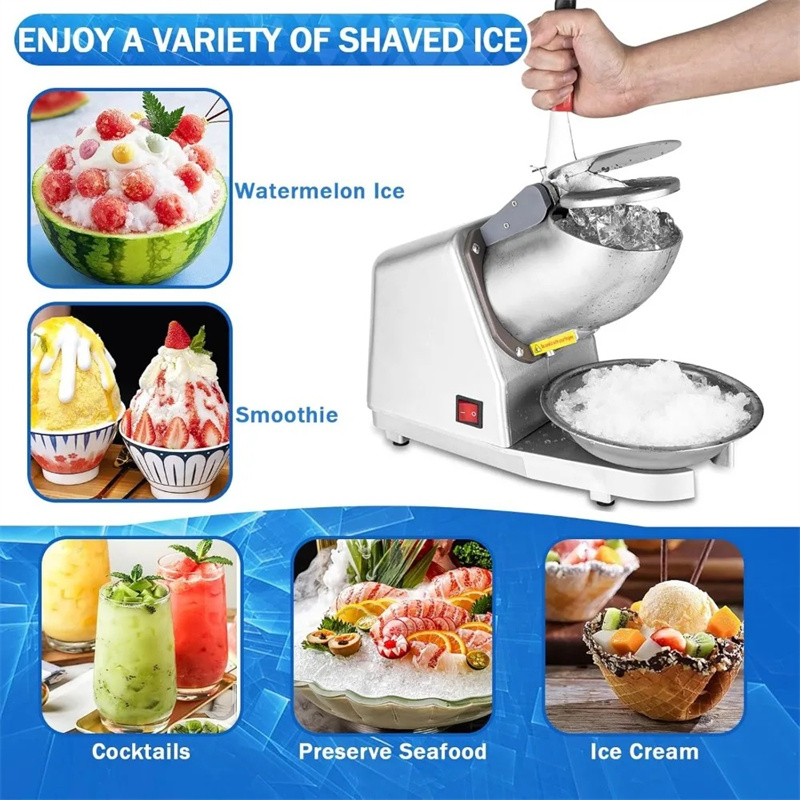 Electric Ice Crusher Shaved Ice Machine Upgrade Commercial Ice Machine Household Small Double-knife High-power Smoothie Machine