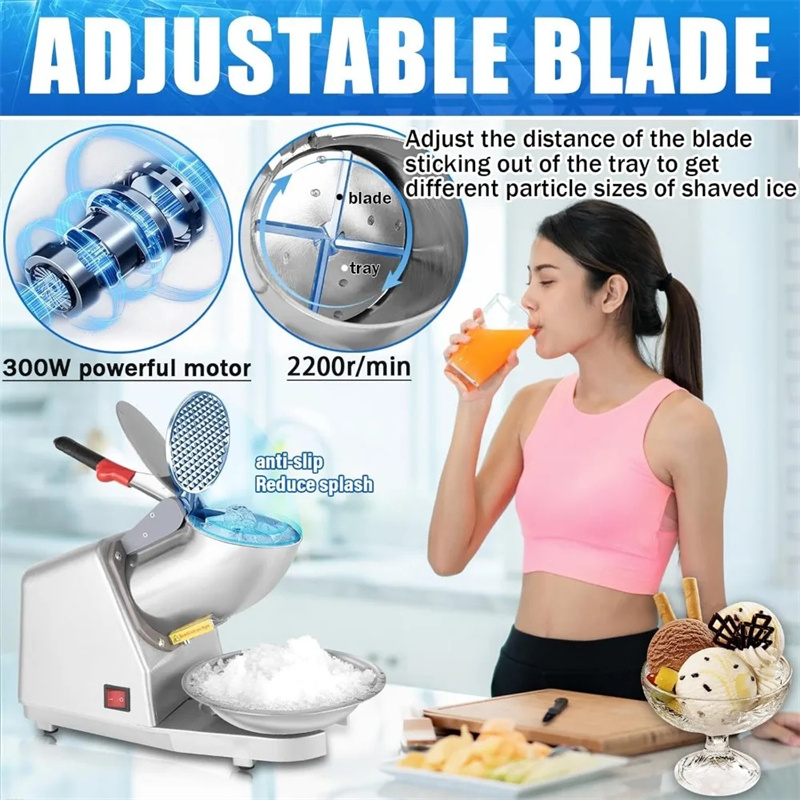 Electric Ice Crusher Shaved Ice Machine Upgrade Commercial Ice Machine Household Small Double-knife High-power Smoothie Machine