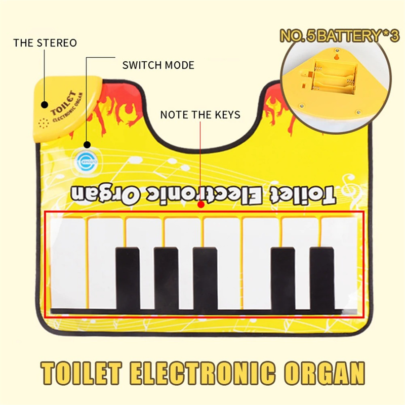 Toilet Piano Music Carpet Potty Piano Sounding Rug Creative Bathroom Fun Toe Tapping Musical Keyboard Toilet Piano Floor Mat