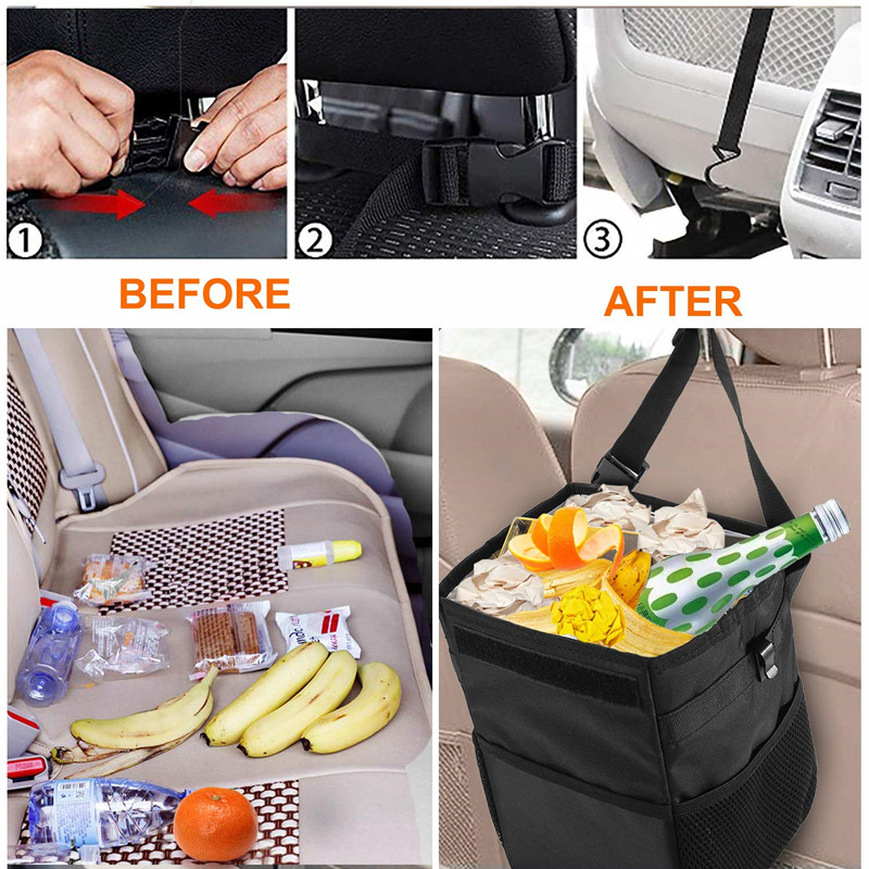 Portable Folding Car Organizer Storage Bag Car Trash Bin Cans Waterproof Oxford Cloth Garbage Holder Rubbish Cases Car Interior