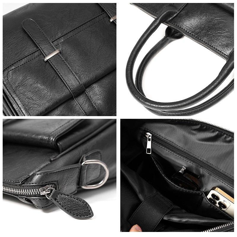 High Quality PU Leather Fashion Men Shoulder Bags Male Handbag Large Capacity Business Laptop Bag Office Briefcase Messenger Bag