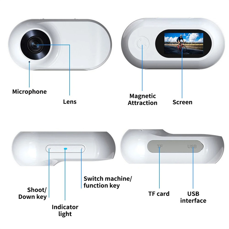 Action Anti Shaking Mini Camera 1080P HD Head Mounted Magnetic Thumb Camcorder Outdoors DV Sport Video Recorder Bike Helmet Cam