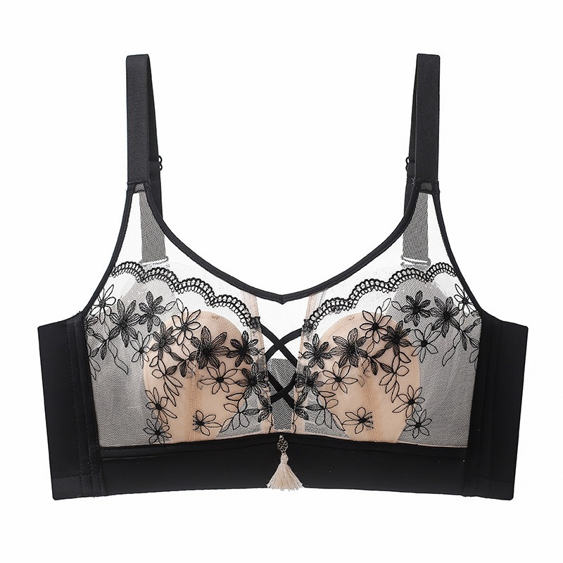 Summer Women's Ultra Thin Breathable Lingerie Gather Bras Female Sexy Thin Cotton Rabbit Ear Cup Bra Lace Edge Decor Underwear