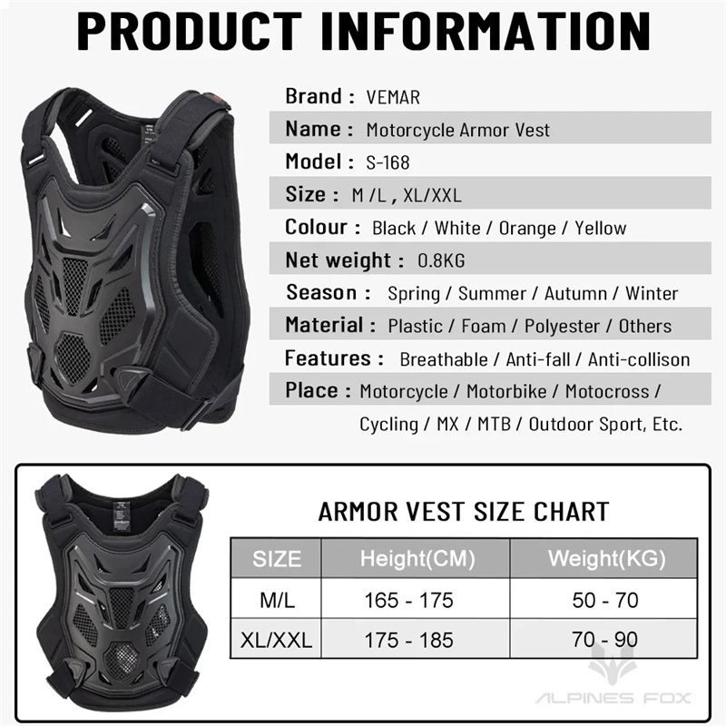 Professional Motorcycle Armor Vest Motorcycle Jacket Motocross Off-Road Racing Vest Dirt Bike Protective Gear Chest Protector
