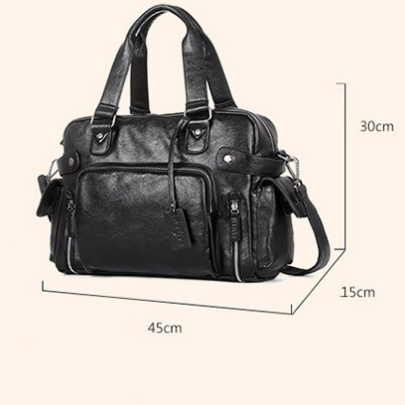 Fashion Men's Soft Leather Briefcase For Laptop Tote Bag Business Shoulder Messenger Bag Handbag Leisure Large Travel Bags Black