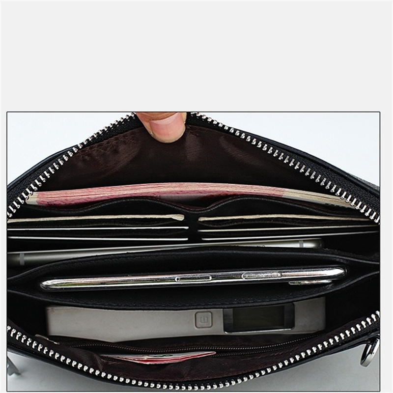 New Luxury Brand Men Clutch Bag Leather Large Capacity Men Business wristlet Wallet Phone Pocket Purse Male Casual Handbag