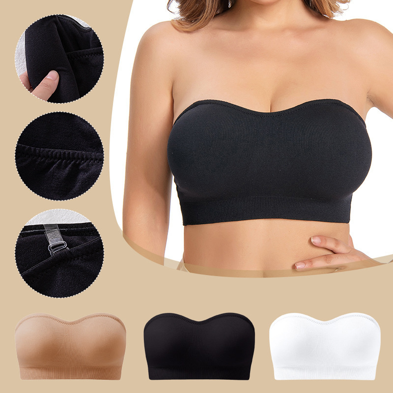 Summer Strapless Women Bras Back Lace Sexy Chest Tops Seamless Breathable Underwea Brassiere Solid Invisible Chest Wraps Bra