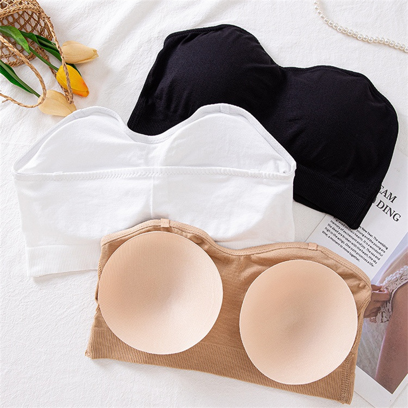 Summer Strapless Women Bras Back Lace Sexy Chest Tops Seamless Breathable Underwea Brassiere Solid Invisible Chest Wraps Bra