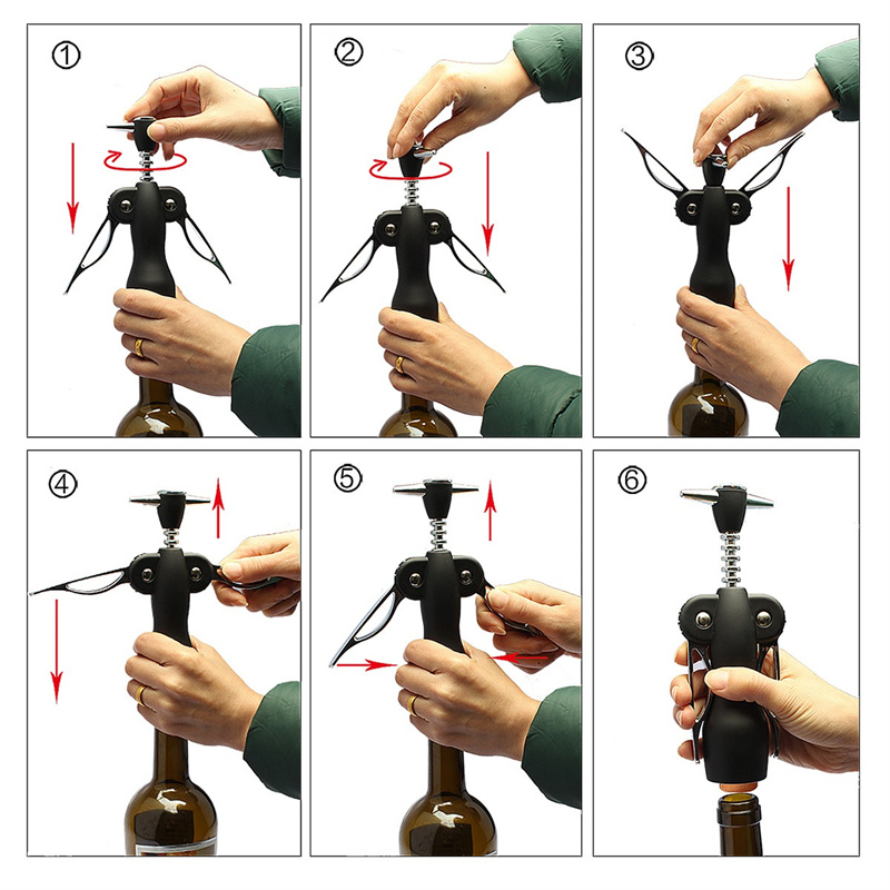 4PCS Wine Set Corkscrew Stainless Steel Manual Wine Opener Cutter With Wine Foil Cutter and Wine Bottle Plug with Pouring Tool