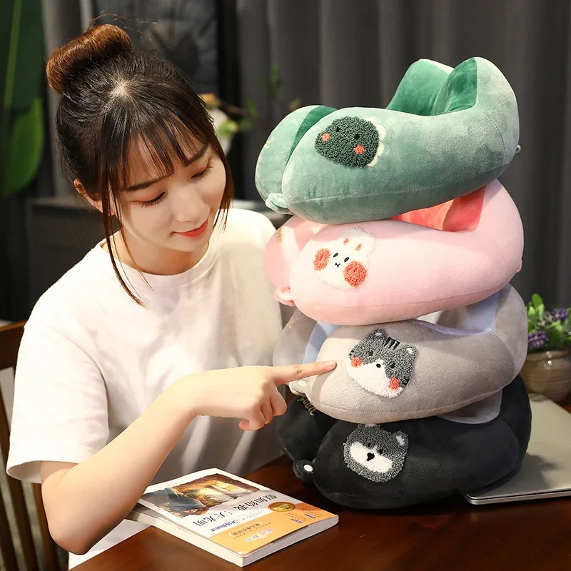 Cartoon U-Shaped Pillow Neck Pillow Protecting Cervical Pillow Travel Pillows Office Cute Neck Cushion Portable Airplane Wagon