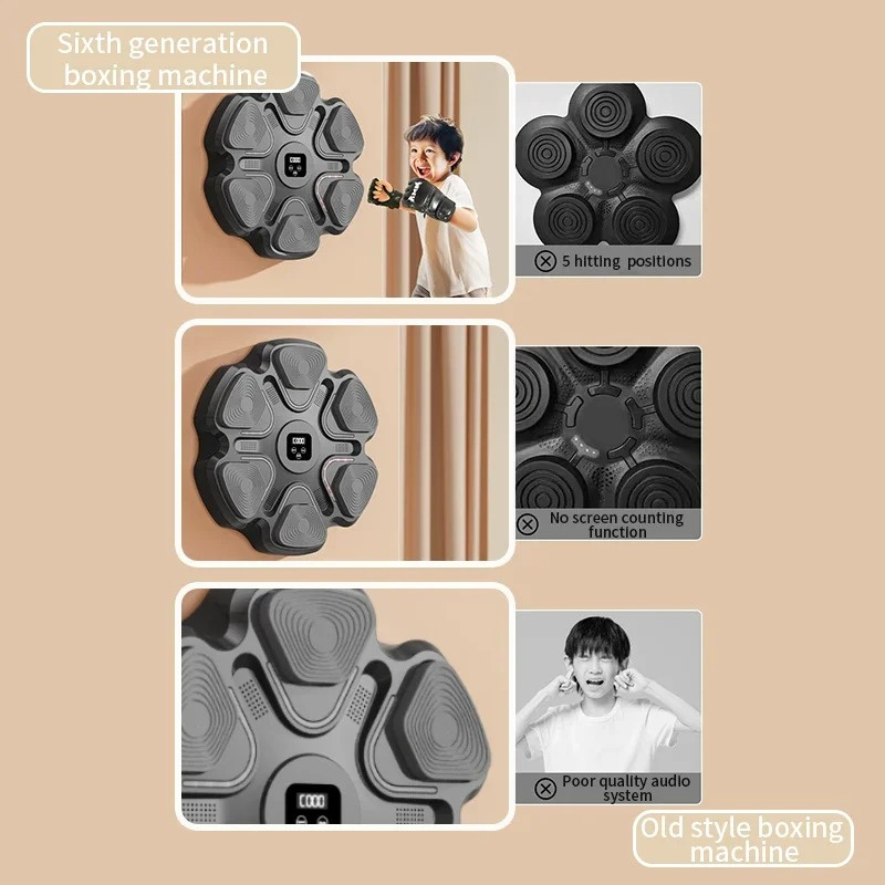 Music Boxing Machine Boxing Training Punching Equipment LED Lighted Smart Boxing Machine for Kids Adult Home Gym Boxing Exercise