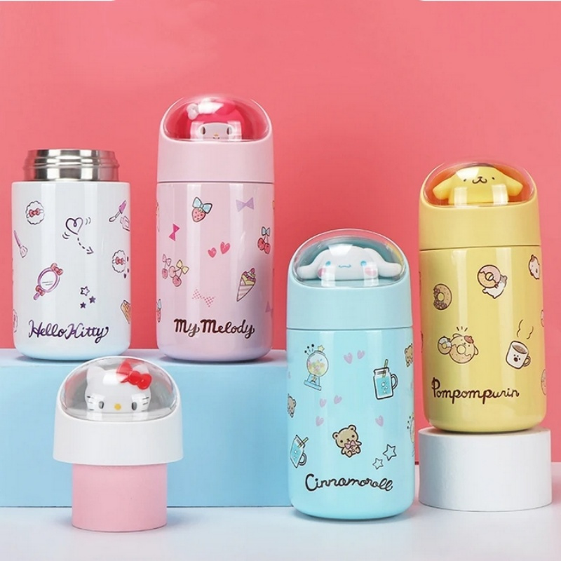 Hello Kitty/My Melody/Cinnamoroll/Pompompurin Insulated Cup Cartoon Cute Stainless Steel Thermos Tumbler Water Bottle 280ML