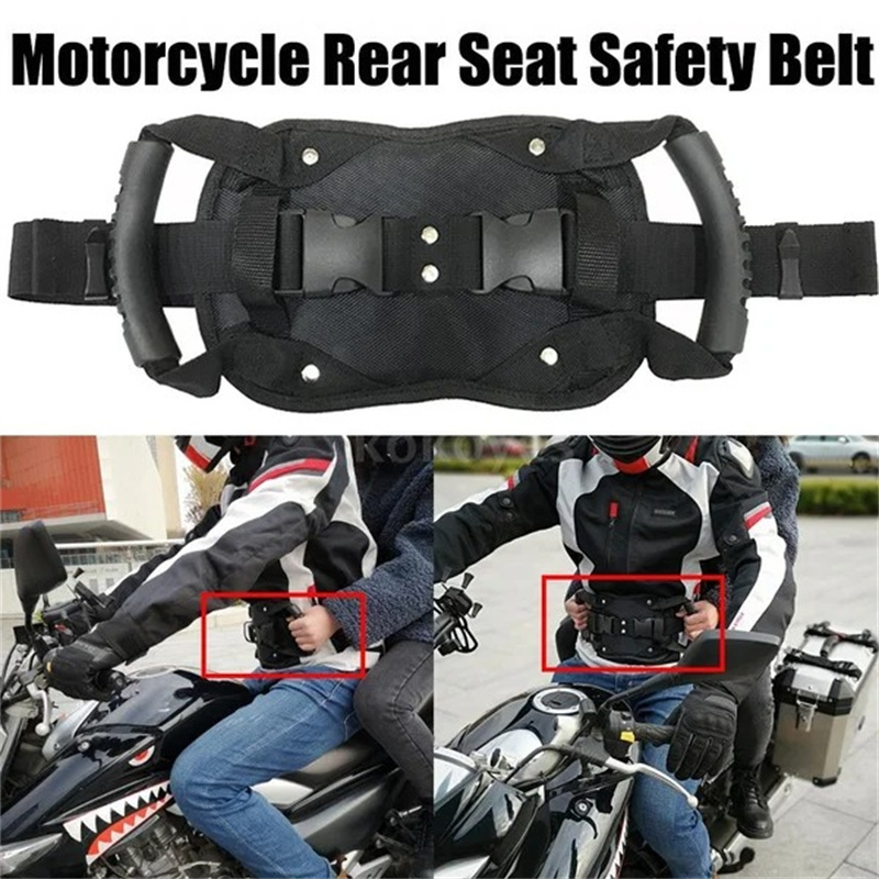 Motorcycle Safety Belt Rear Seat Passenger Adjustable Grip Grab Handle Non-slip Strap With Handle Bicycle Children Safety Harnes