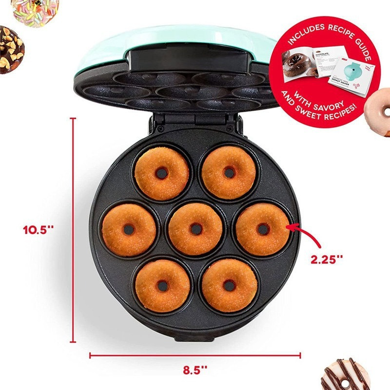 Mini Electric Donut Maker Breakfast Machine Non-Stick 7 Holes Doughnut Makers for Kids Household Multi-Functional Cake Machine