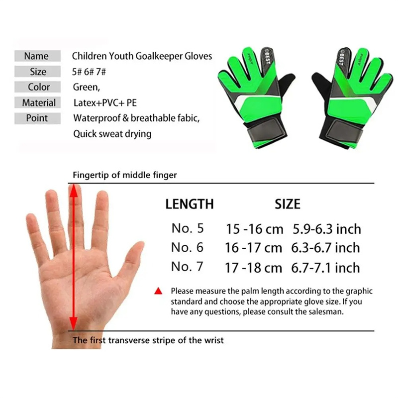 1 Pair Children Soccer Goalkeeper Gloves Anti-Collision Latex PU Goalkeeper Hand Protection Gloves Football Accessories for Kids