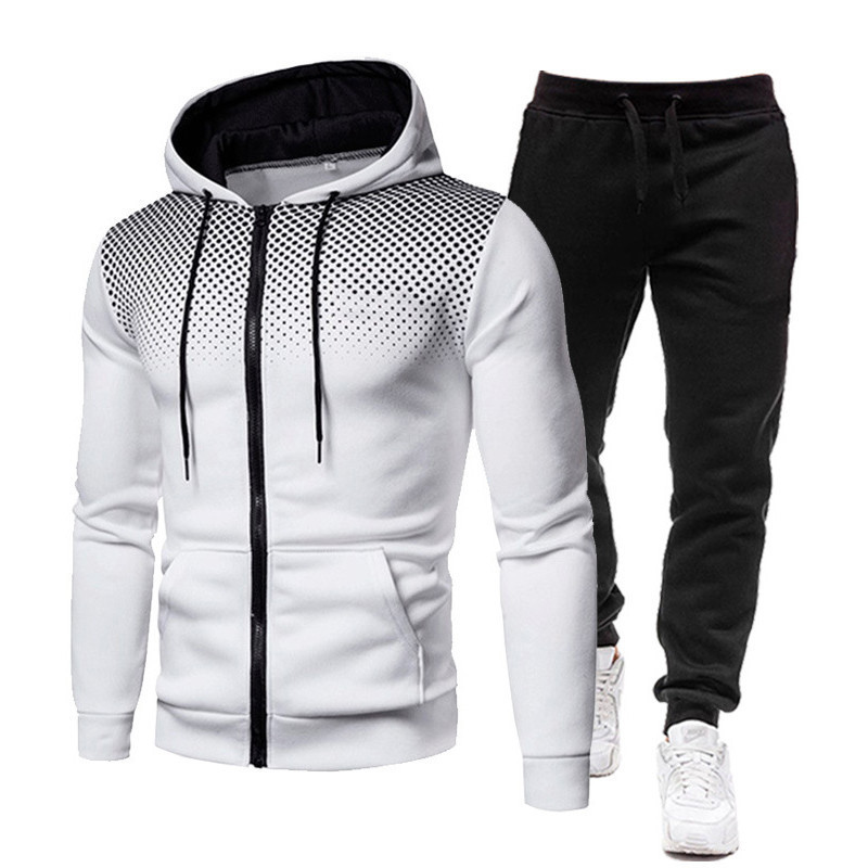 Men's Tracksuit Two-Piece Hoodie+Track Pant Jacket Pullover Casual Outdoor Sport Fashion Streetwear Zipper Hooded Sportswear Set