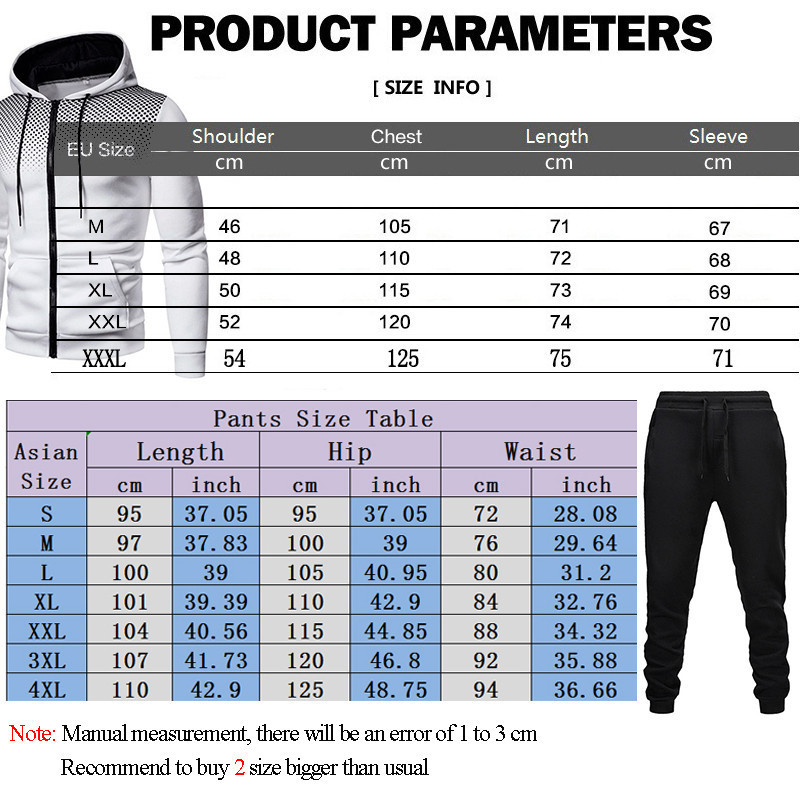 Men's Tracksuit Two-Piece Hoodie+Track Pant Jacket Pullover Casual Outdoor Sport Fashion Streetwear Zipper Hooded Sportswear Set