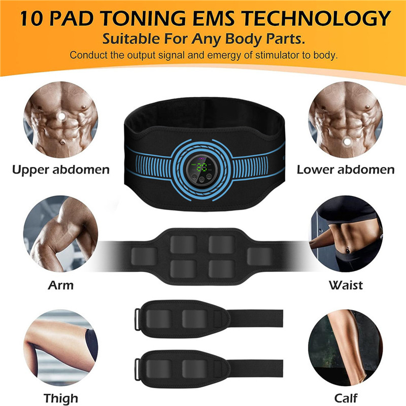 EMS Muscle Stimulator Abdominal Toning Belt Abs Muscle Toner Home Gym Fitness Training Body Slim Belly Waist Arm Leg Lose Weight