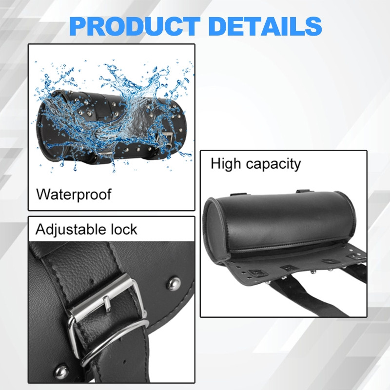 Universal Motorcycle Bag Tool Storage Bag Leather Tool Tail Bag Front Fork Roll Saddle Luggage Bag Waterproof Moto Accessories