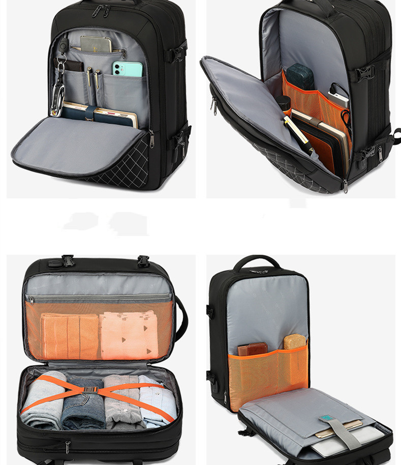 Fashion Men Expandable Backpack 17 inch Laptop Backpack Waterproof USB Charging Bags Male Large Capacity Travel Business Bag