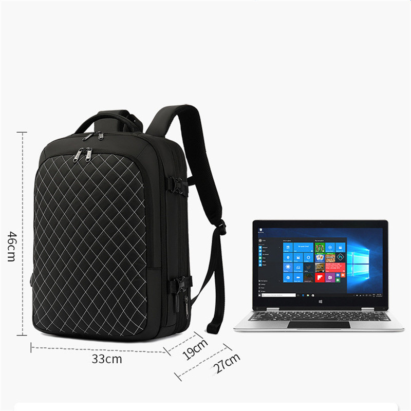 Fashion Men Expandable Backpack 17 inch Laptop Backpack Waterproof USB Charging Bags Male Large Capacity Travel Business Bag