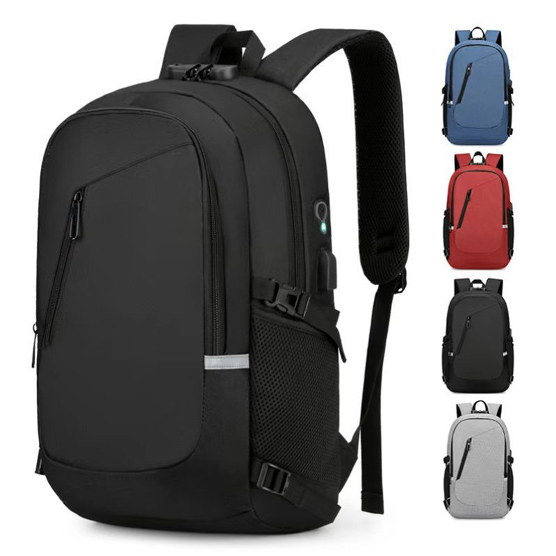 Waterproof Anti Theft Password Lock Backpack Men 15.6 Inch Laptop Backpack USB Charging Oxford School Bag Bagpack for Boy Teen