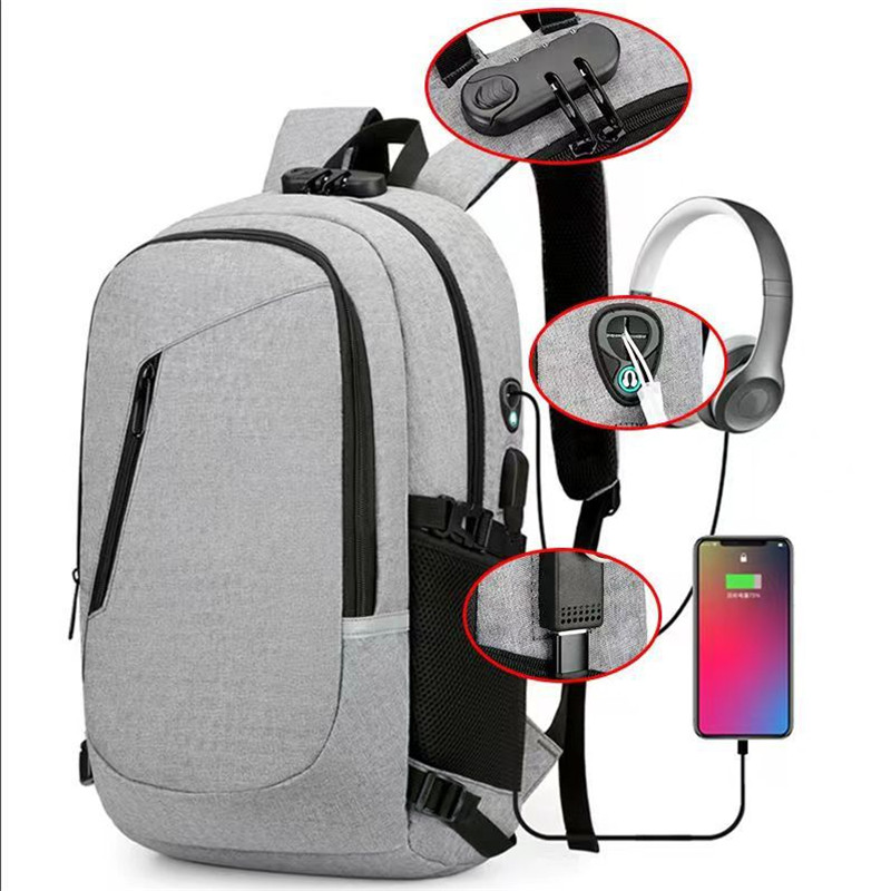 Waterproof Anti Theft Password Lock Backpack Men 15.6 Inch Laptop Backpack USB Charging Oxford School Bag Bagpack for Boy Teen