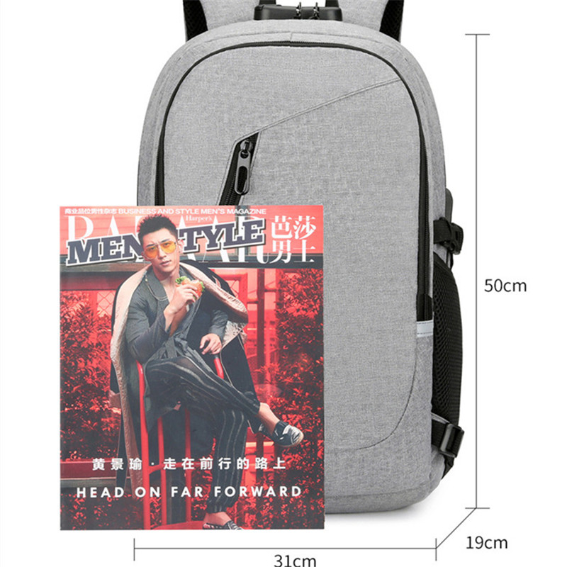 Waterproof Anti Theft Password Lock Backpack Men 15.6 Inch Laptop Backpack USB Charging Oxford School Bag Bagpack for Boy Teen