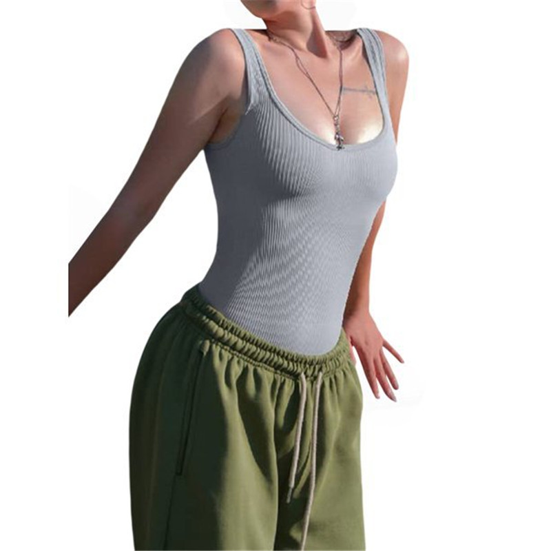 Seamless Sculpting Bodysuit Shapewear Women Square Neck Tummy Control Thong Body Shaper Sexy Ribbed Tank Tops Slimming Jumpsuit