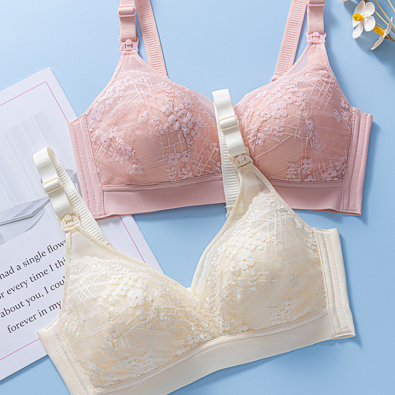 Maternity Nursing Bra Plus Size Women Postpartum Sexy Lace Bras Breastfeeding Underwear Gathering Bras Thin Pregnancy Brassiere