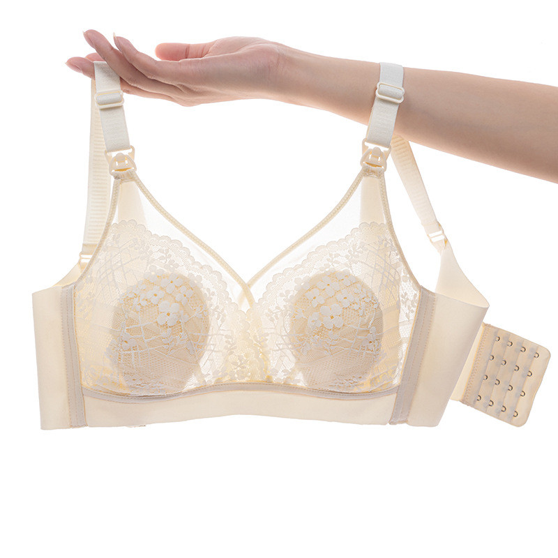Maternity Nursing Bra Plus Size Women Postpartum Sexy Lace Bras Breastfeeding Underwear Gathering Bras Thin Pregnancy Brassiere