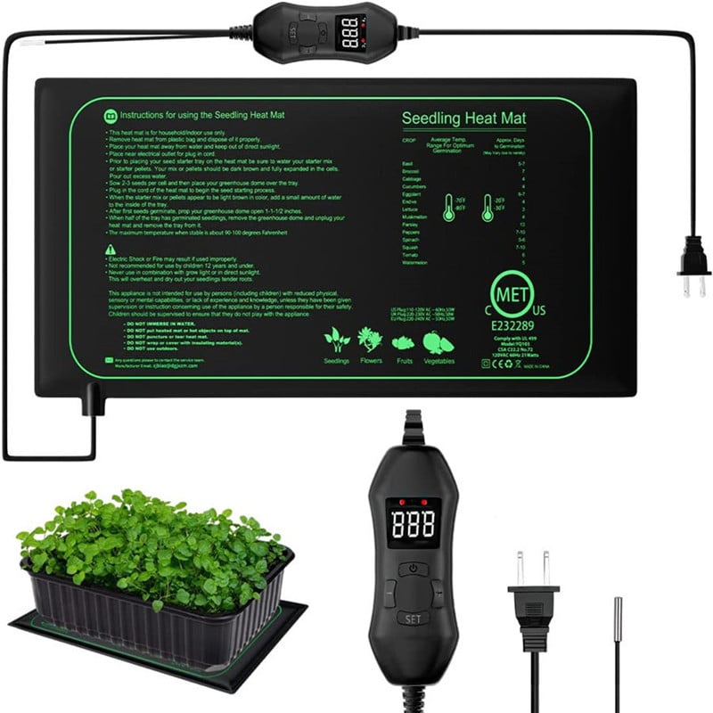 Seedling Heating Mat Waterproof Heat Pad with Temperature Controller Carpet for Plant Hydroponic Seed Germination Propagation