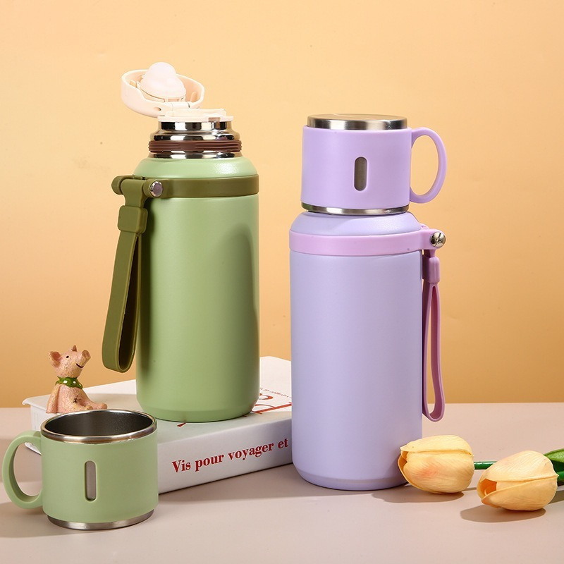 600ML/20oz Stainless Steel Insulated Cup Leakproof Sports Thermal Water Bottle Mug Tour Hiking Portable Vacuum Drink Bottle
