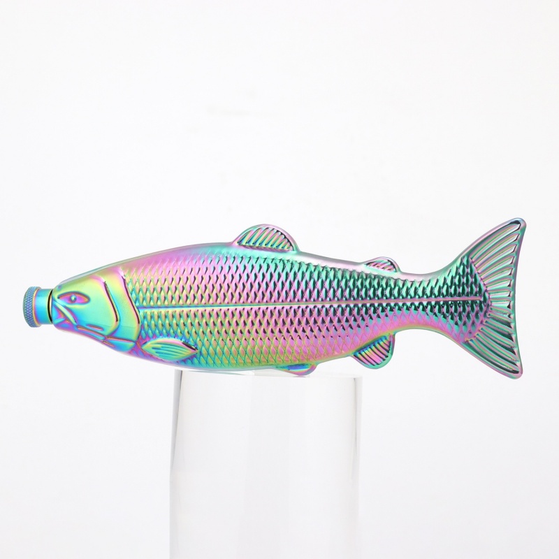 Trout-Fish-Shape Hip Flask 5oz Alcohol Bottle with Funnel Mini Pocket Whiskey Flasks Stainless Steel Party Drinkware for Travel