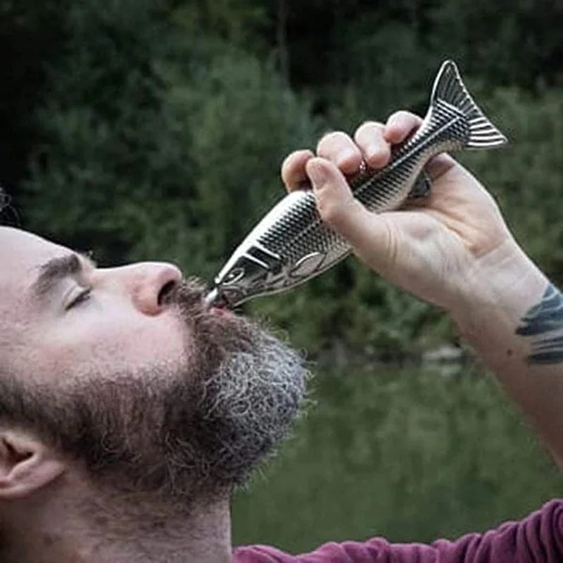 Trout-Fish-Shape Hip Flask 5oz Alcohol Bottle with Funnel Mini Pocket Whiskey Flasks Stainless Steel Party Drinkware for Travel