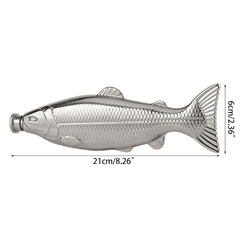 Trout-Fish-Shape Hip Flask 5oz Alcohol Bottle with Funnel Mini Pocket Whiskey Flasks Stainless Steel Party Drinkware for Travel