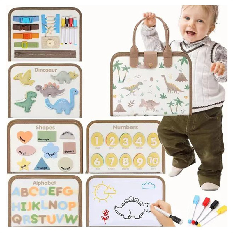 New Felt Busy Board Dressing Board Educational Toy Children's Felt Learning Board Sensory and Tactile Training Adhesive Bag