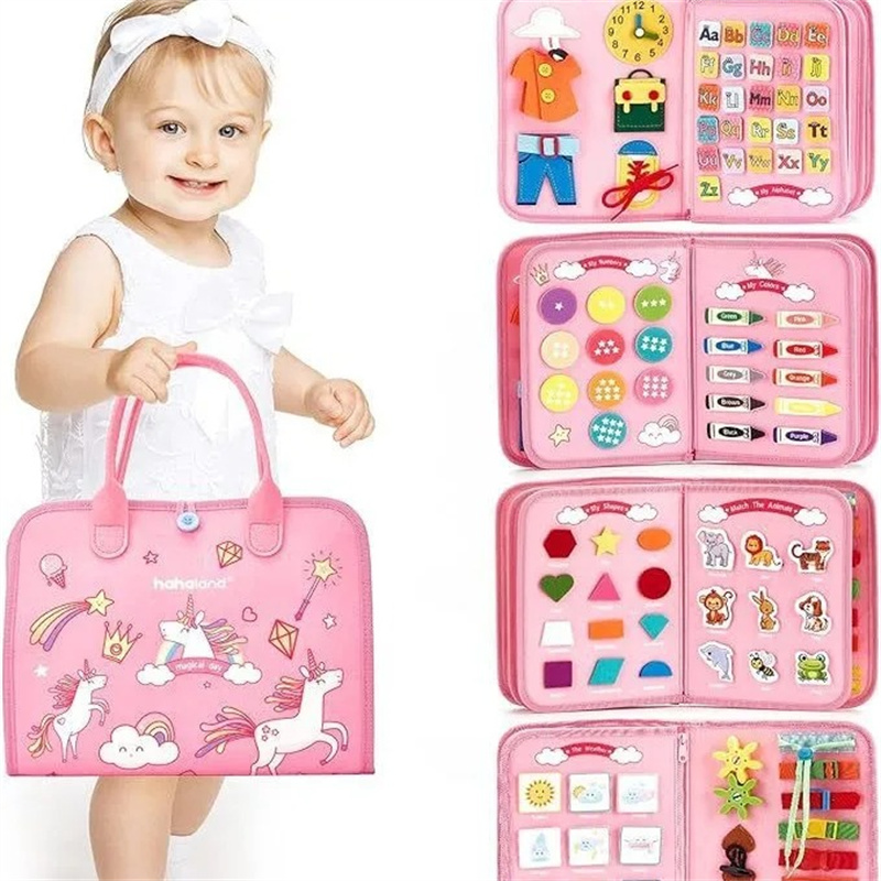 New Felt Busy Board Dressing Board Educational Toy Children's Felt Learning Board Sensory and Tactile Training Adhesive Bag