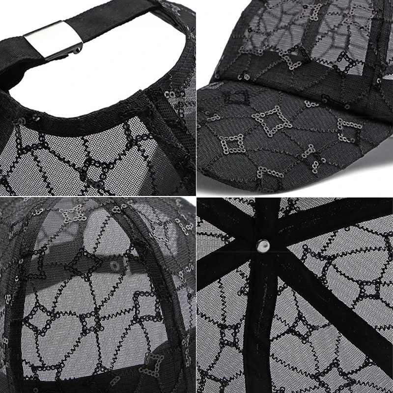 Shiny Sequins Baseball Cap New Fashion Visors Caps Summer Outdoor Sunscreen Hat Lightweight Mesh Novelty Sun Hats Beach Travel