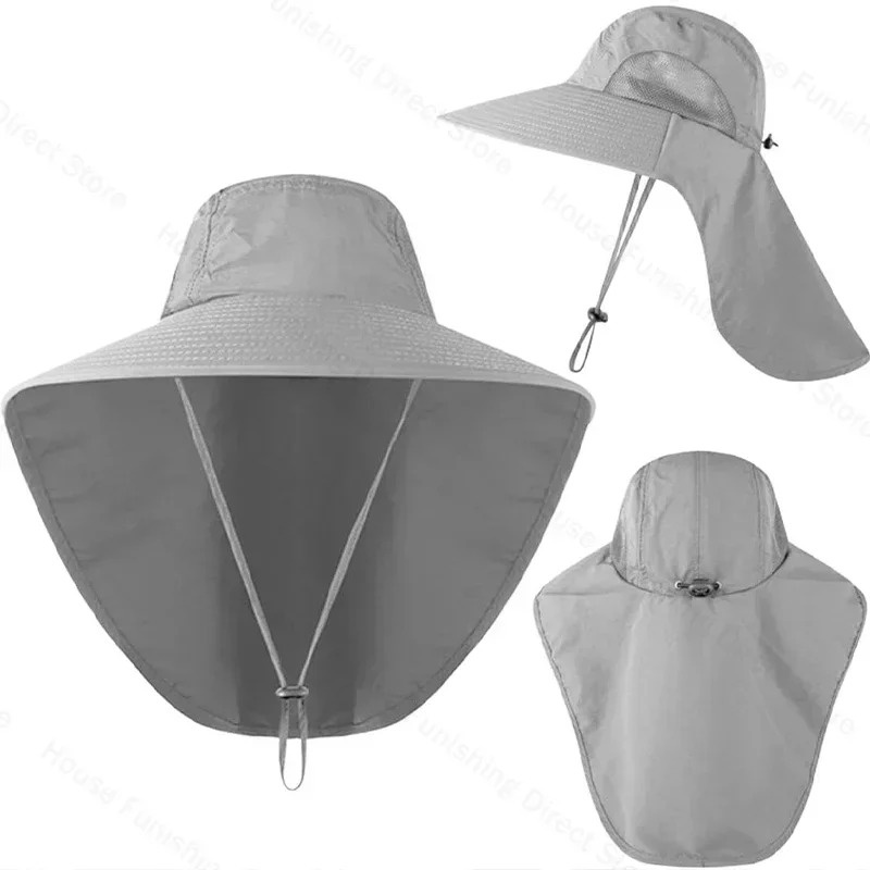 Wide Brim Sun Hat Summer Beach Sun Cap Breathable Neck Protection Adjustable Hats for Outdoor Fishing Hiking Camping Vacation