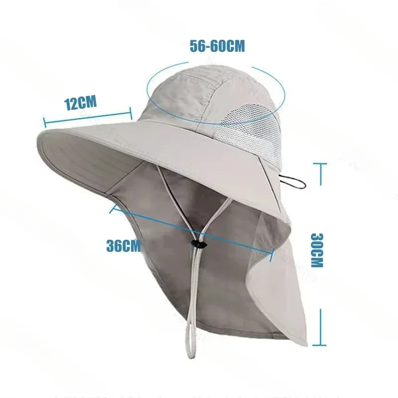 Wide Brim Sun Hat Summer Beach Sun Cap Breathable Neck Protection Adjustable Hats for Outdoor Fishing Hiking Camping Vacation