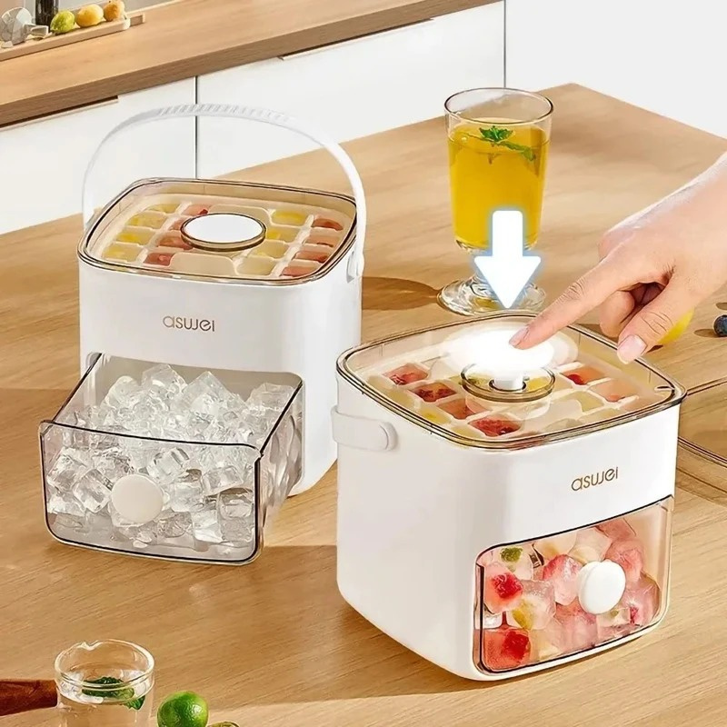 Press Ice Cube Mold Ice Box Frozen Ball Ware Abrasives Large Capacity Ice Storage Household Food Grade Ice Maker Tray