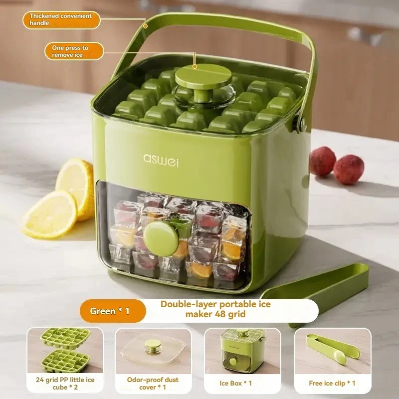 Press Ice Cube Mold Ice Box Frozen Ball Ware Abrasives Large Capacity Ice Storage Household Food Grade Ice Maker Tray