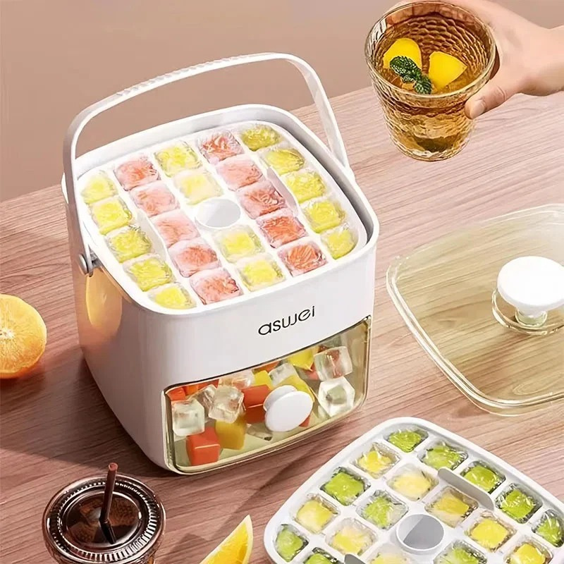 Press Ice Cube Mold Ice Box Frozen Ball Ware Abrasives Large Capacity Ice Storage Household Food Grade Ice Maker Tray
